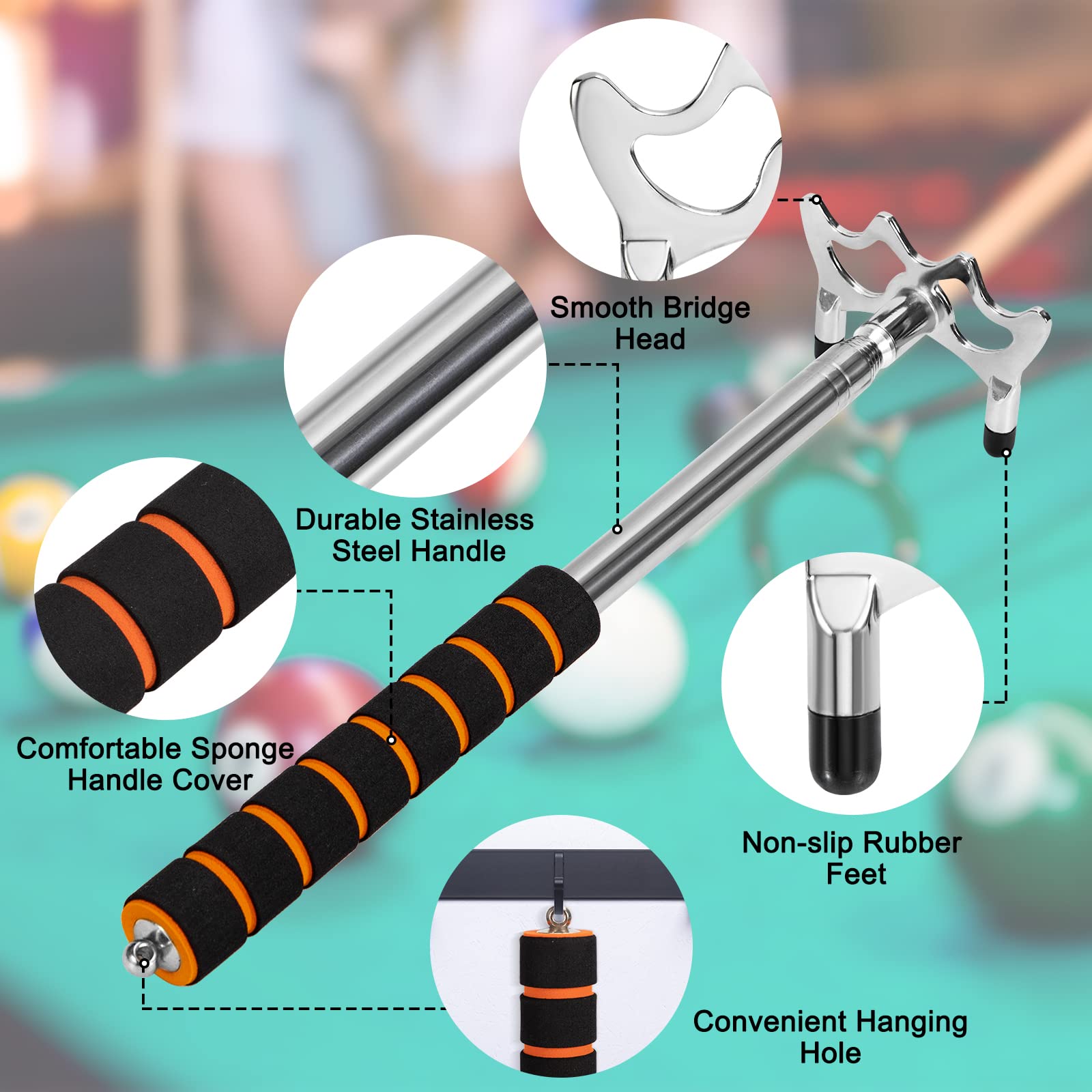 Stecca da biliardo retrattile 3 pezzi in ottone rimovibile accessorio per tavolo da biliardo snooker