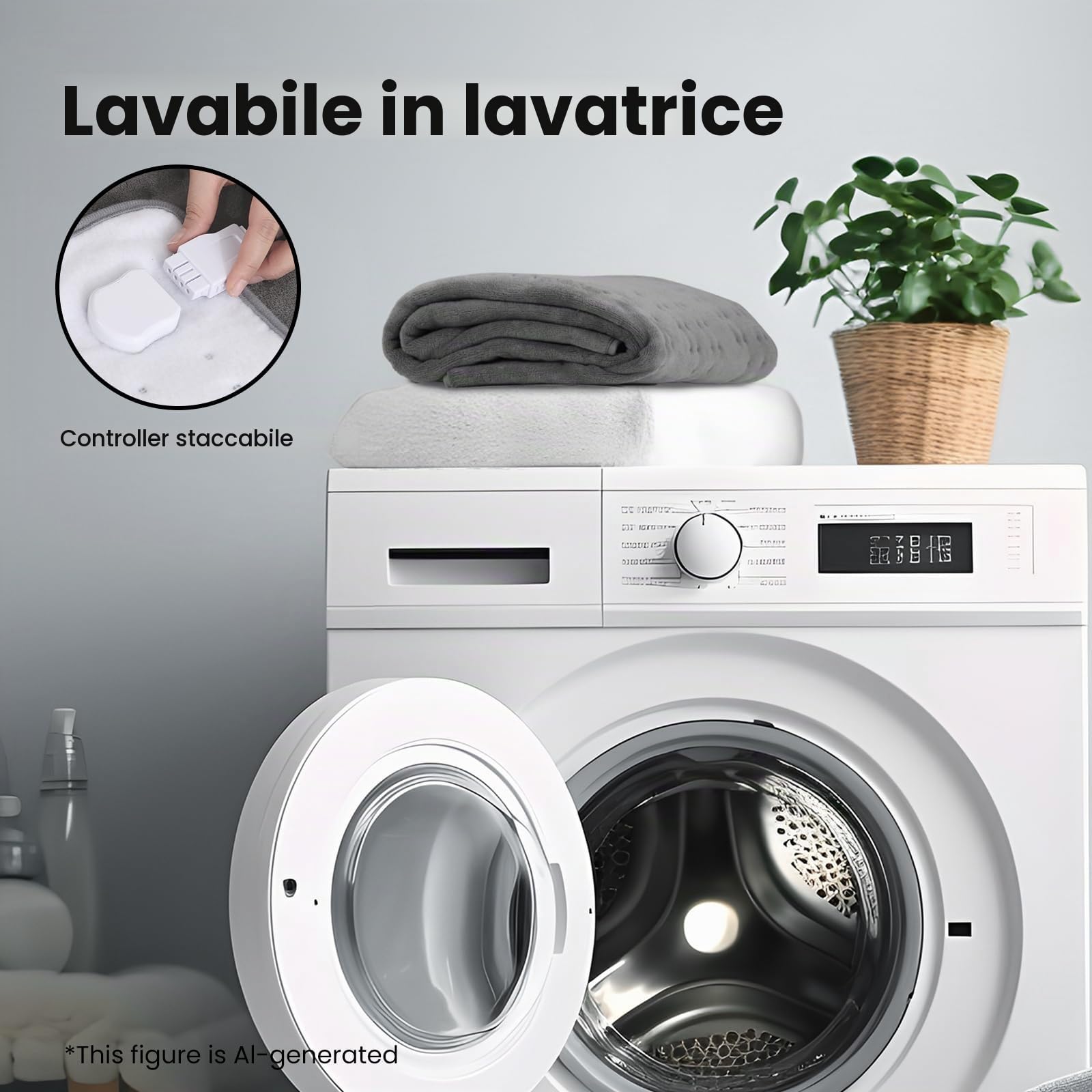 Sottocoperta Elettrica 150 x 80 cm, 10 Livelli di Temperatura e 1-9 Ore di Spegnimento Automatico, Facile Fissaggio su Letto e Materasso, Lavabile in Lavatrice