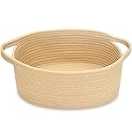 ABenkle Small Basket with Handles - Decorative Durable Rope Woven Storage Bin Shelf Storage Organizer Cube, Easter Baby Gift Basket, 12x8x5