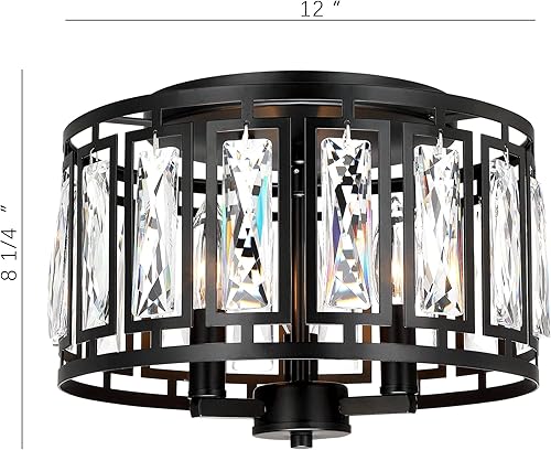 Miniatura 2 de Lámpara de techo de cristal empotrada para dormitorio, isla de cocina, lámpara de techo negra de 3 luces para comedor