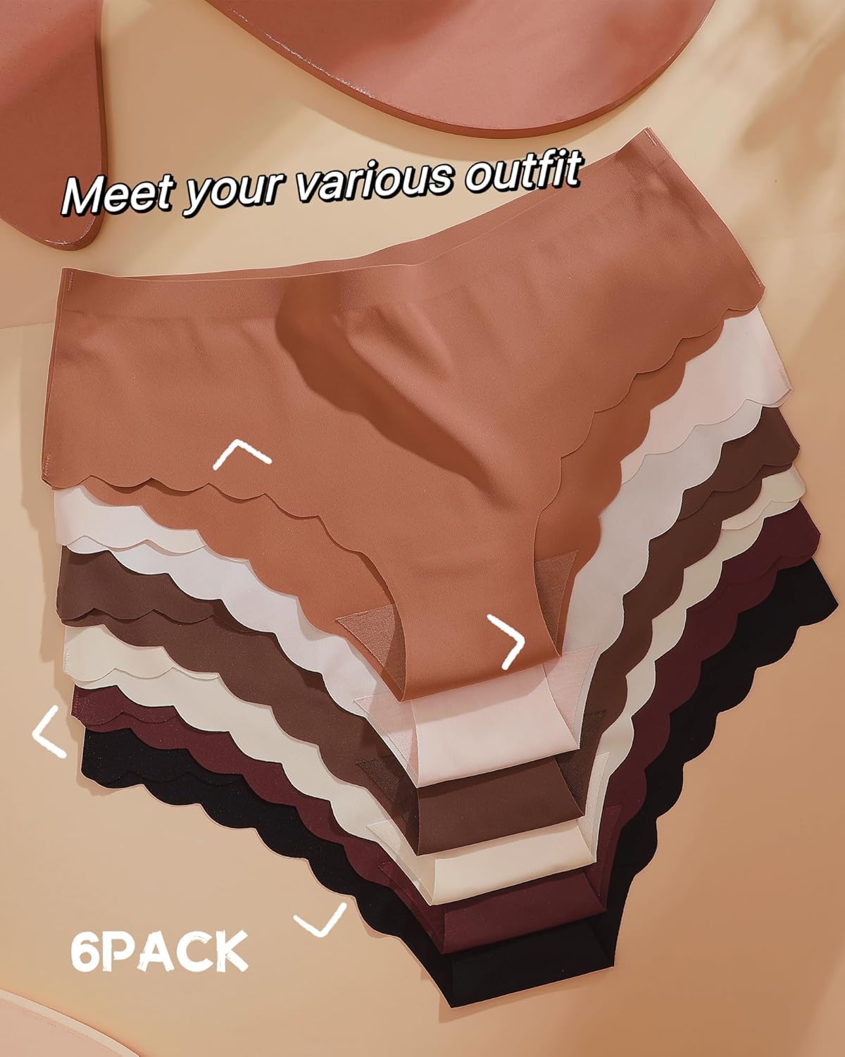 6 pack Seamless Underwear for Women Sexy Low Rise Hipster Wave Edge No Show Bikini Panties Womens Cheeky S-XL - Image 6