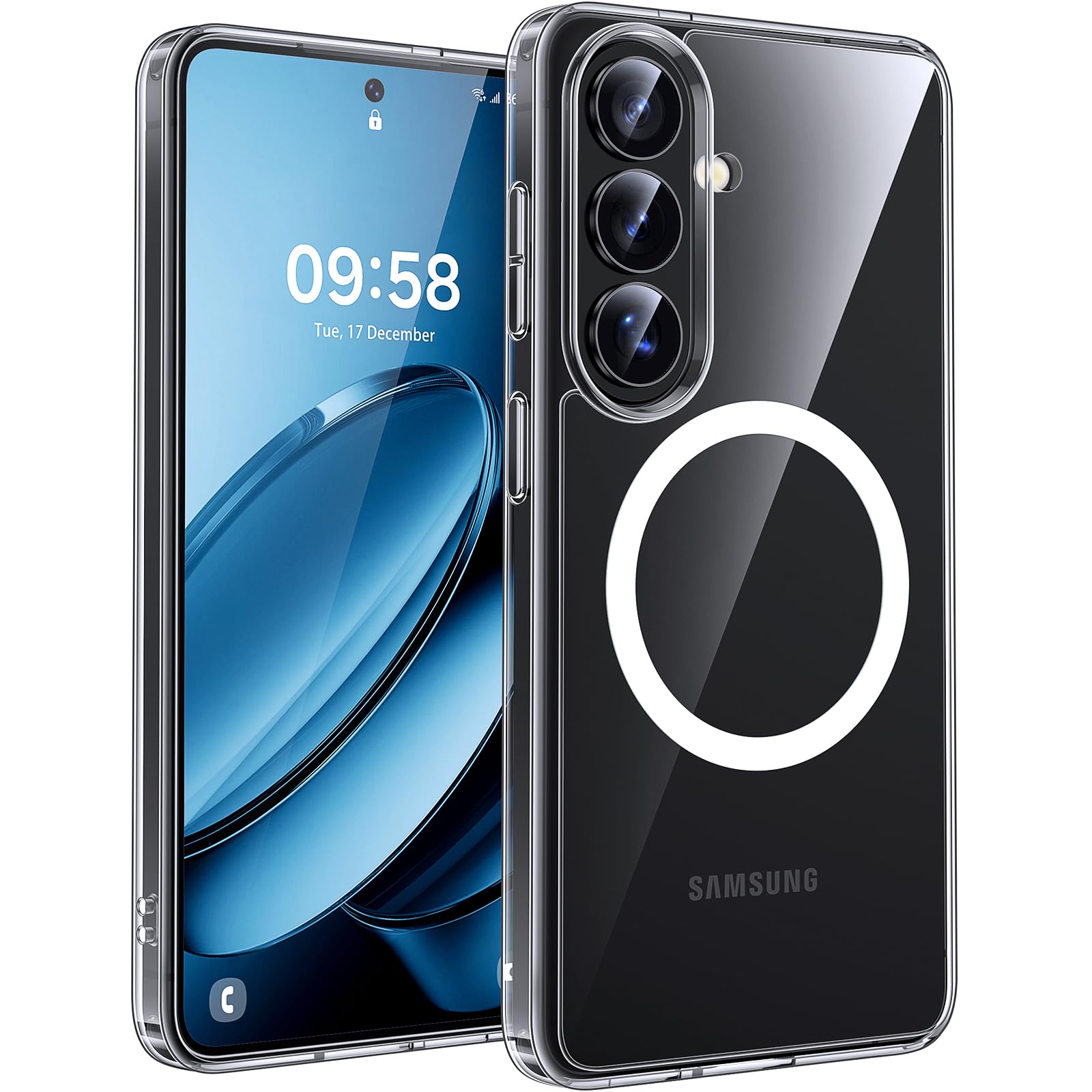TOCOL Hülle für Samsung Galaxy S26, Kompatibel mit Magsafe, Nie Vergilbung, Stoßfest Kratzfest Magnetisch Handyhülle für Galaxy S26 5G Case 6,3 Zoll, Transparent