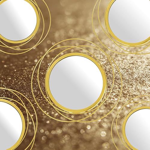 Miniatura 7 de 5 Pcs Decorative Round Modern Gold Circle Mirror Metal Wall Mounted Mirror Wall Art Ring for Hallway, Entryway, Living Room, Dining Room, Bedroom