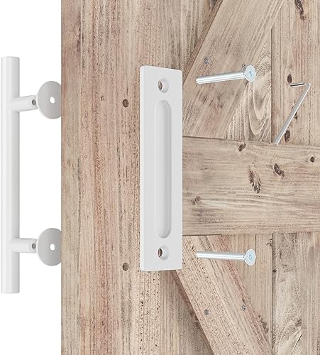Miniatura 3 de SMARTSTANDARD Juego de manijas de puerta de granero resistentes de 12 pulgadas, diseño rústico grande de dos lados, para puertas, garajes,