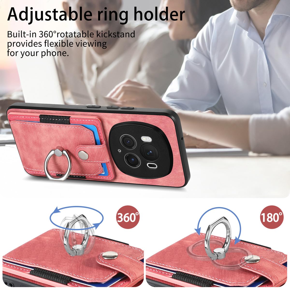 MOJIA Hülle Für Honor Magic 6 Pro – Dünn, Mit Kartenhalter & Haltering (Lila)