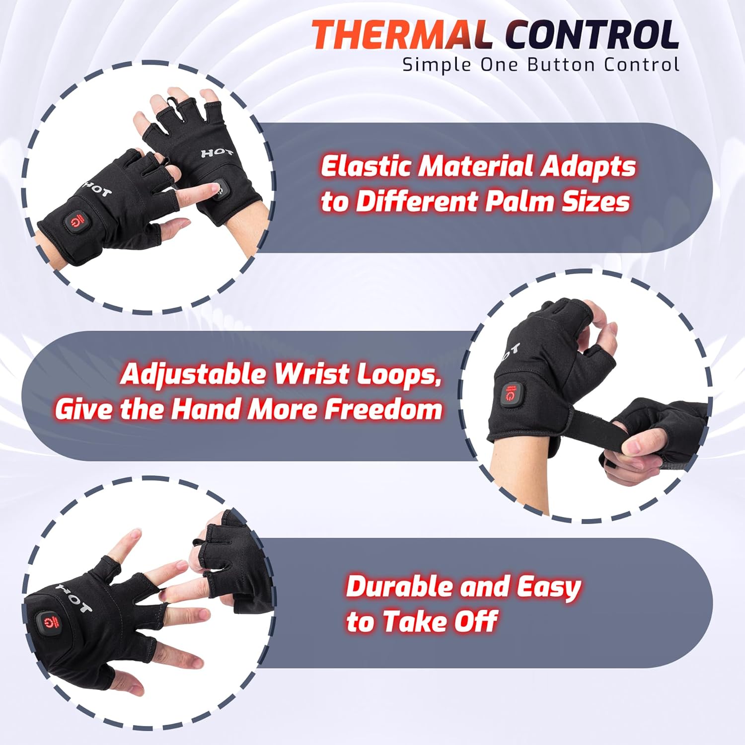 Heated Gloves for Men Women- Rechargeable Electric Full&Half Hands Heated Gloves Outdoor Work Arthritis Pain Relief Hot Compress Hand Warmers for Cycling Skiing Hunting