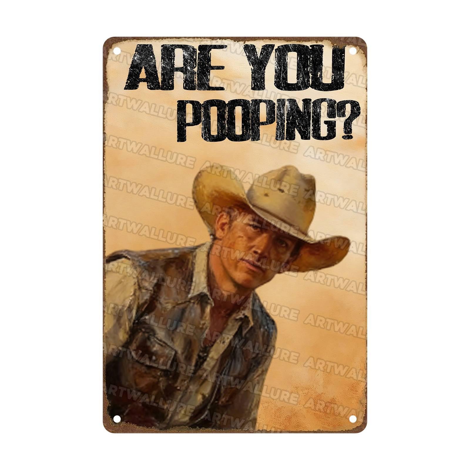 Are You Pooping Metal Sign Funny Cowboy Wall Decor for Home Bathroom Poster Restroom Toilet Washroom 8x12Inch