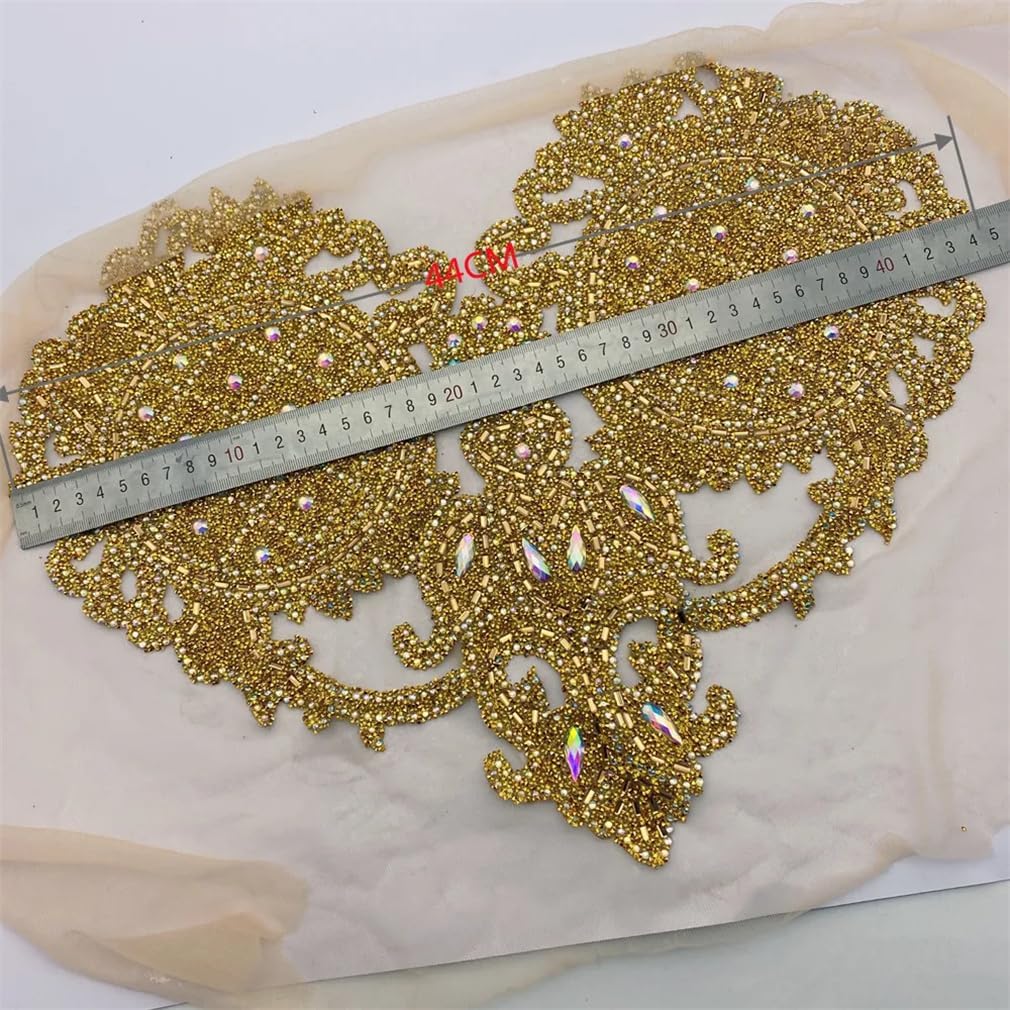 Tassels Gold Rhinestones Applique Bridal Accessories Iron On DIY Patches Sewing Applique Craft