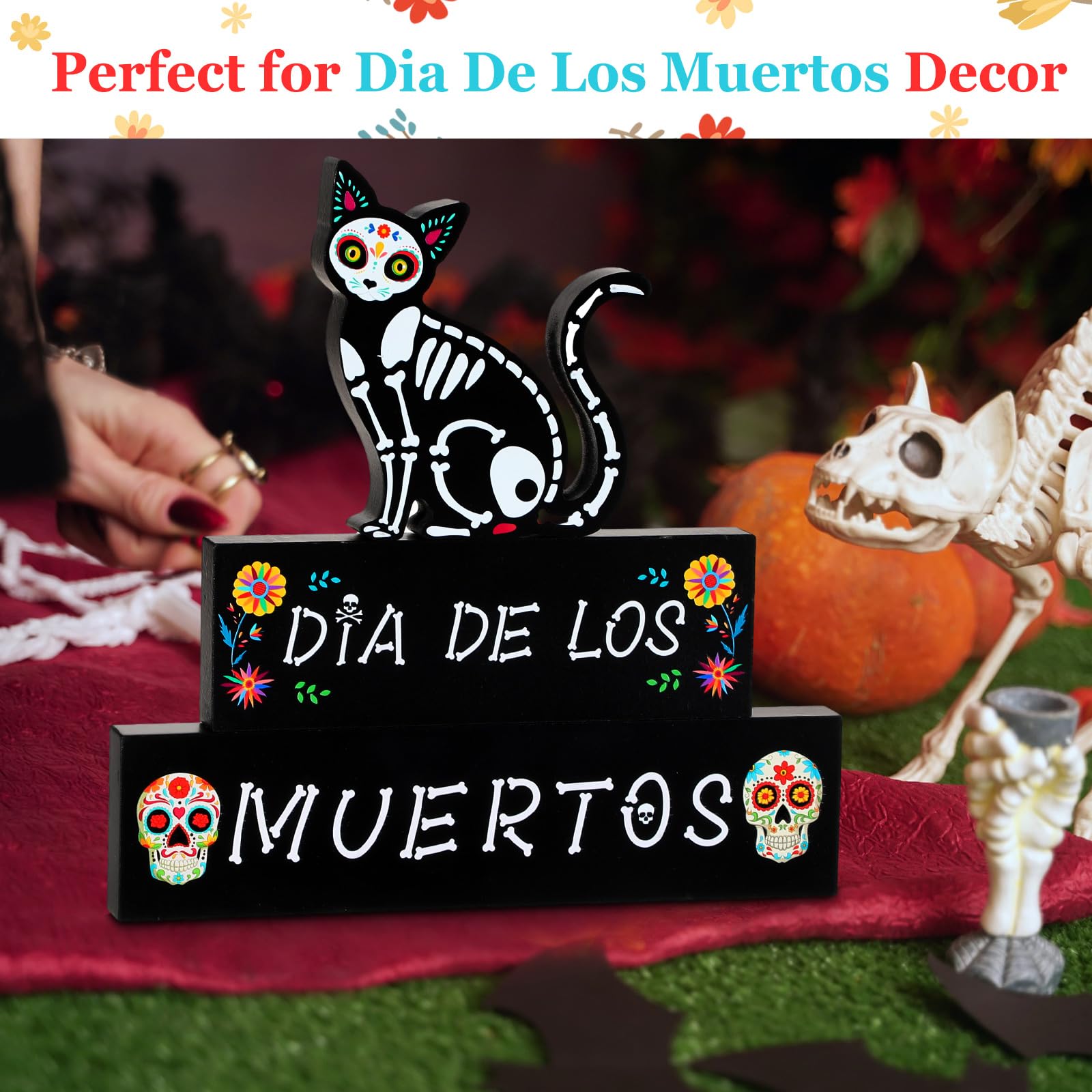 6 Stück Tag-der-Toten Holzschilder – Día De Los Muertos Deko, Bunt Bedruckt, Ca. 22–32 Cm Hoch, Für Halloween & Partys