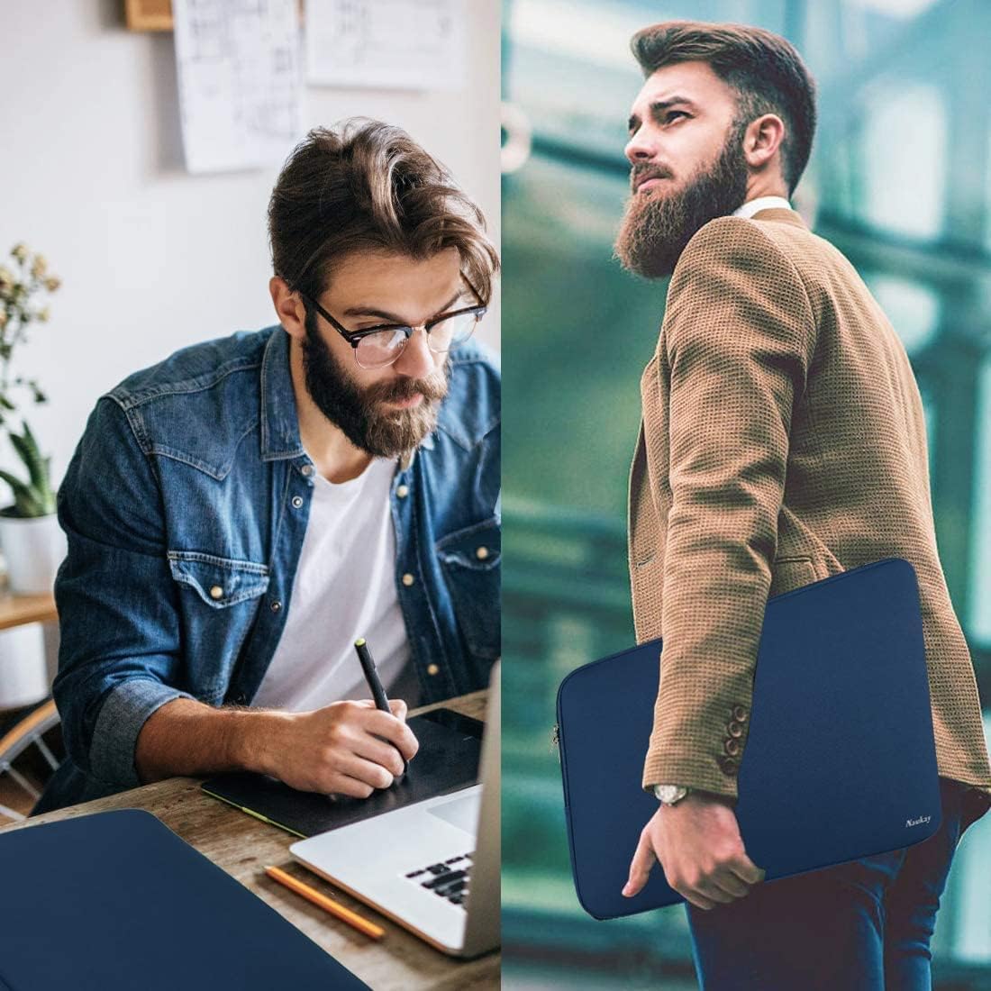 Laptop Sleeve 17 inch, Resistant Neoprene Laptop Sleeve/Notebook Computer Pocket Case/Tablet Briefcase Carrying Bag Compatible for Asus/Dell/Fujitsu/HP/Sony/Acer - (Dark Blue) - Image 7