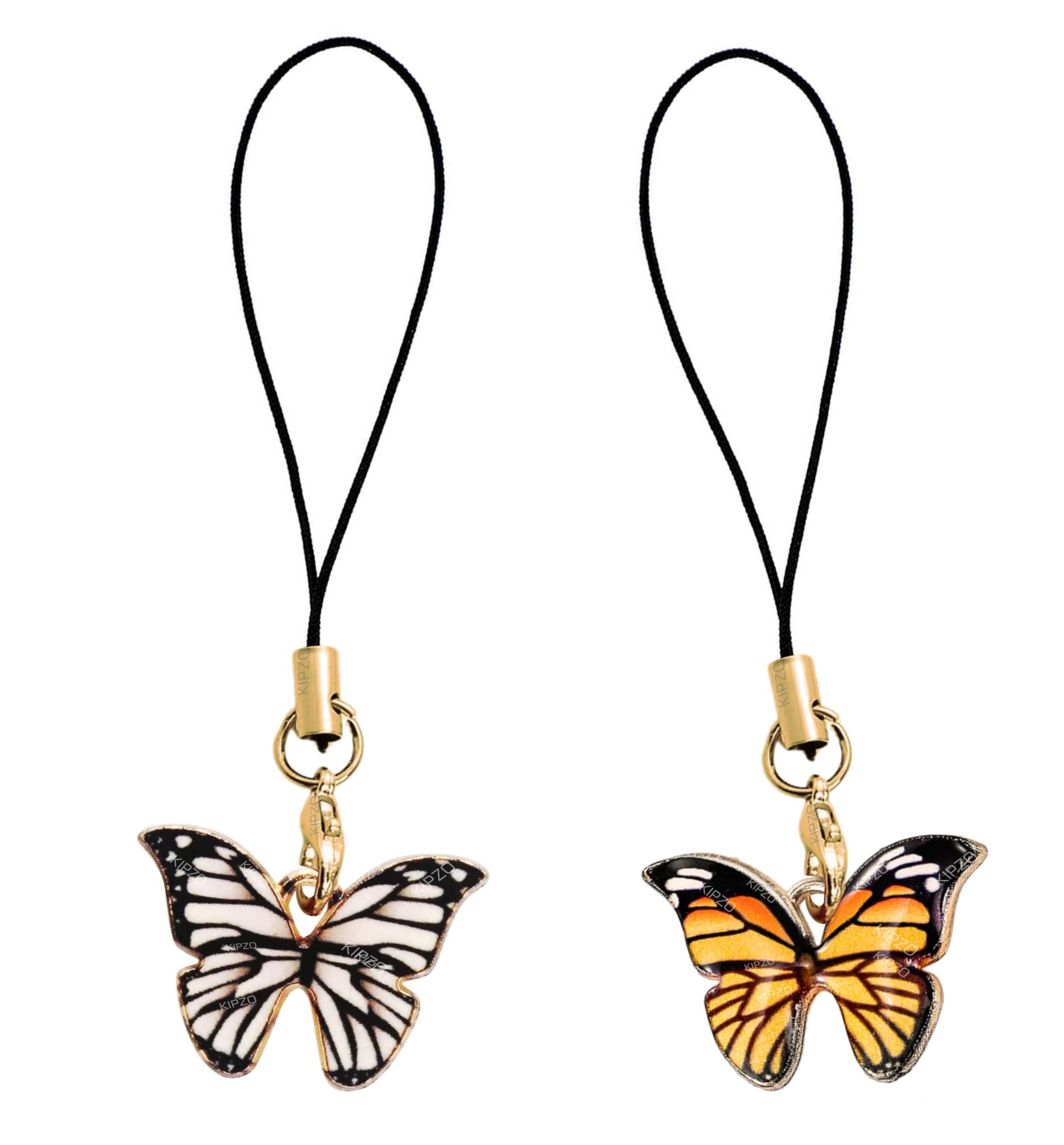 KIPZO® Pack of 2 Yellow White Butterfly Pendant Phone Charms cute for girls strap Hanging Keychain Accessories necklace lobster bracelet anklet Lanyard thread Ornament decor Smart case Pouch (B0D4JC6GNX) Amazon Price History, Amazon Price Tracker