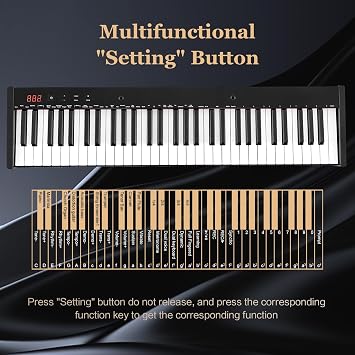 COSTWAY 61 Key Keyboard Piano, Semi Weighted Digital Pianos with Adjustable & Folding Stand and Stool, Speakers, MIDI, Sustain Pedal, Carrying Bag, for Beginner, Kids, Adults