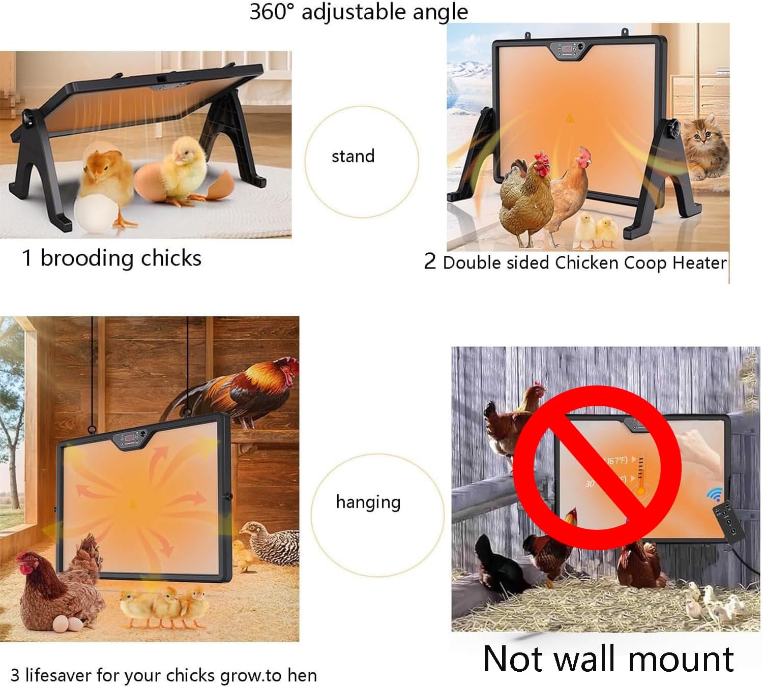 Smart Chick brooder Heating Plate for Chick 12"x16" Chicken coop Heater with Thermostat Radiant Heat Plate Panel with Adjustable Temperature, Timer,Remote Control for Winter Heating