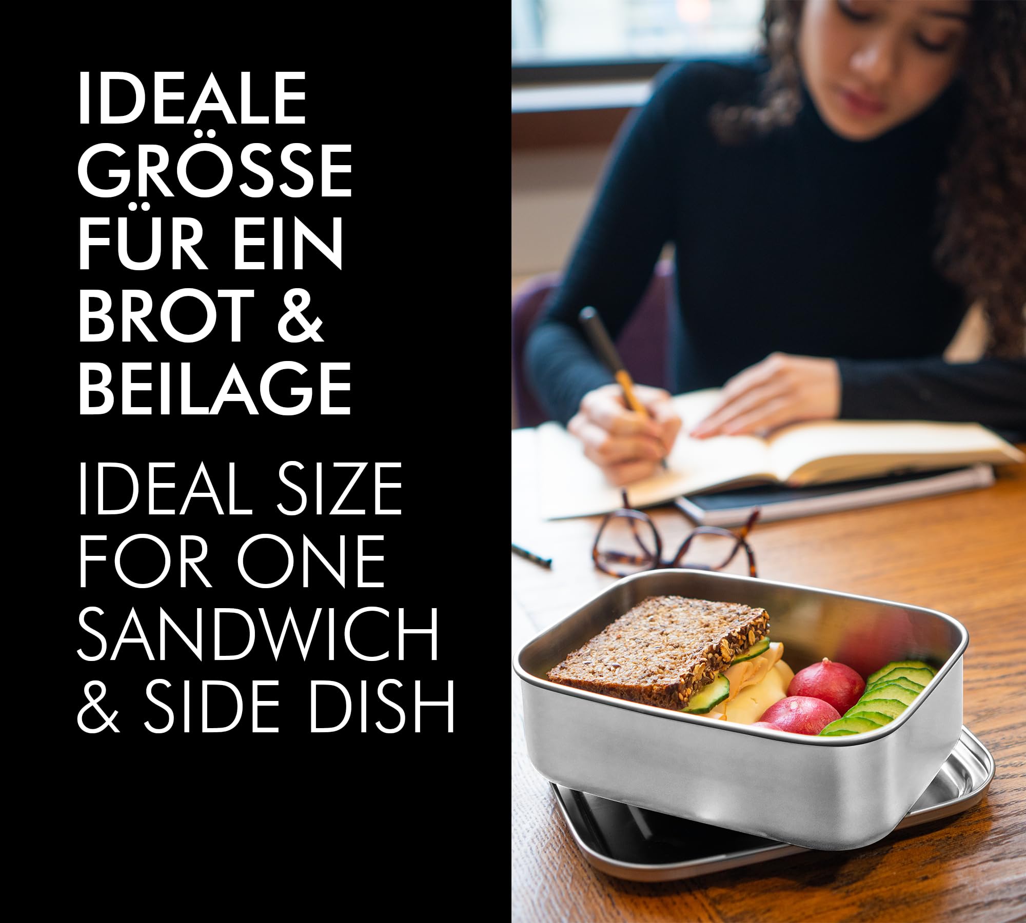 THERMOcafé By THERMOS THERMOS Sandwich Box 0,80 L, En Acier Inoxydable Non Peint, Boîte à Sandwich En Acier Inoxydable, Pour L'université, L'école, Le Bureau, Passe Au Lave-vaisselle