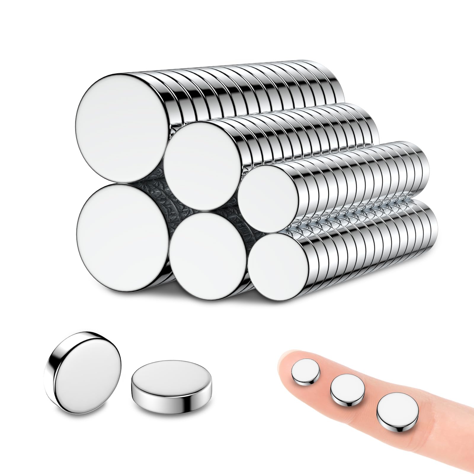 MAGABALLNET 120 Pack 6/8/10×2mm Strong Mini Magnets, Neodymium Magnets, Magnet for Fridge, Notice Boards, Cupboard, Crafts, Whiteboard, Door — image 1