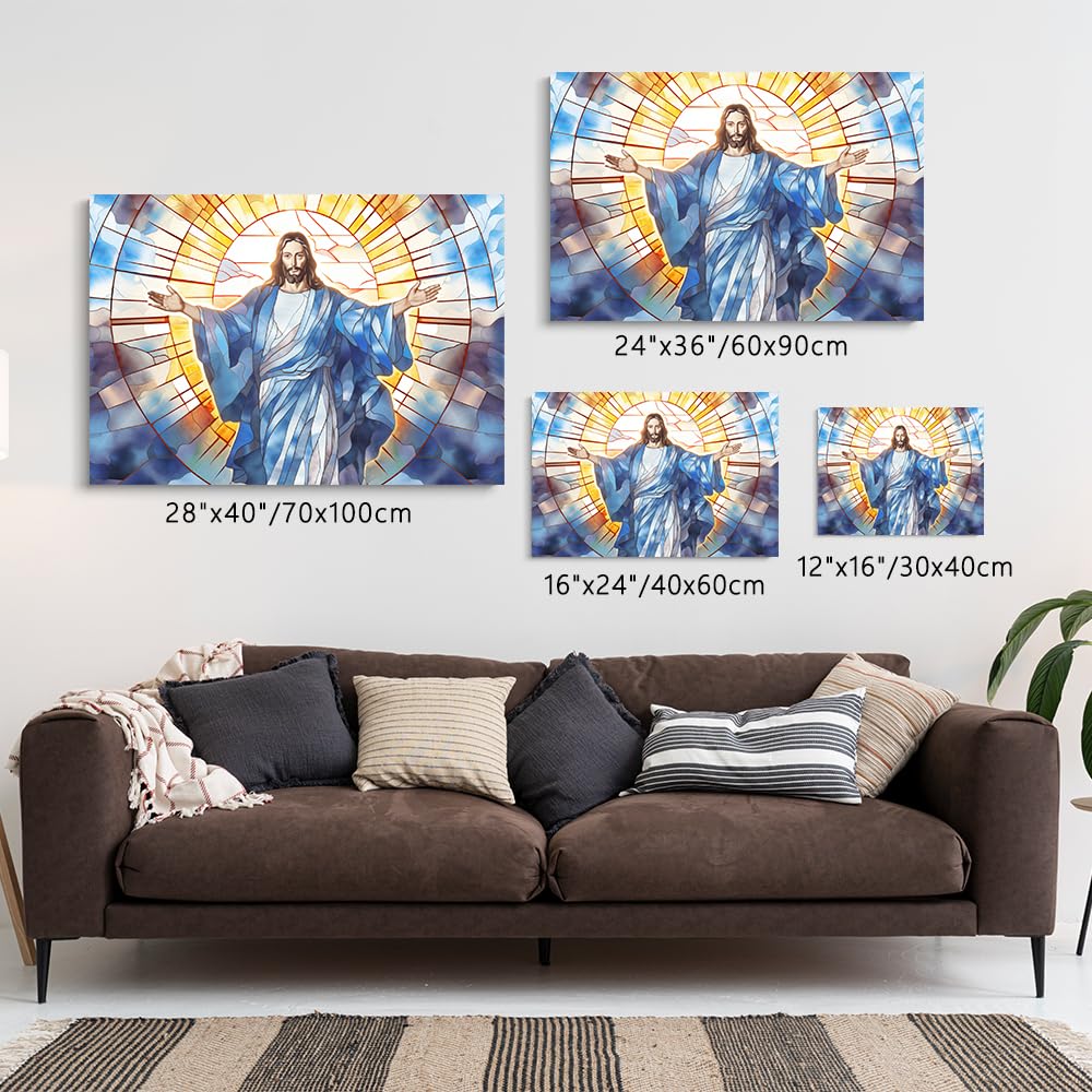 CHDITB Quadro Religioso Gesù Su Tela – Trittico 3 Pezzi Con Versetti Biblici, 30x40 Cm