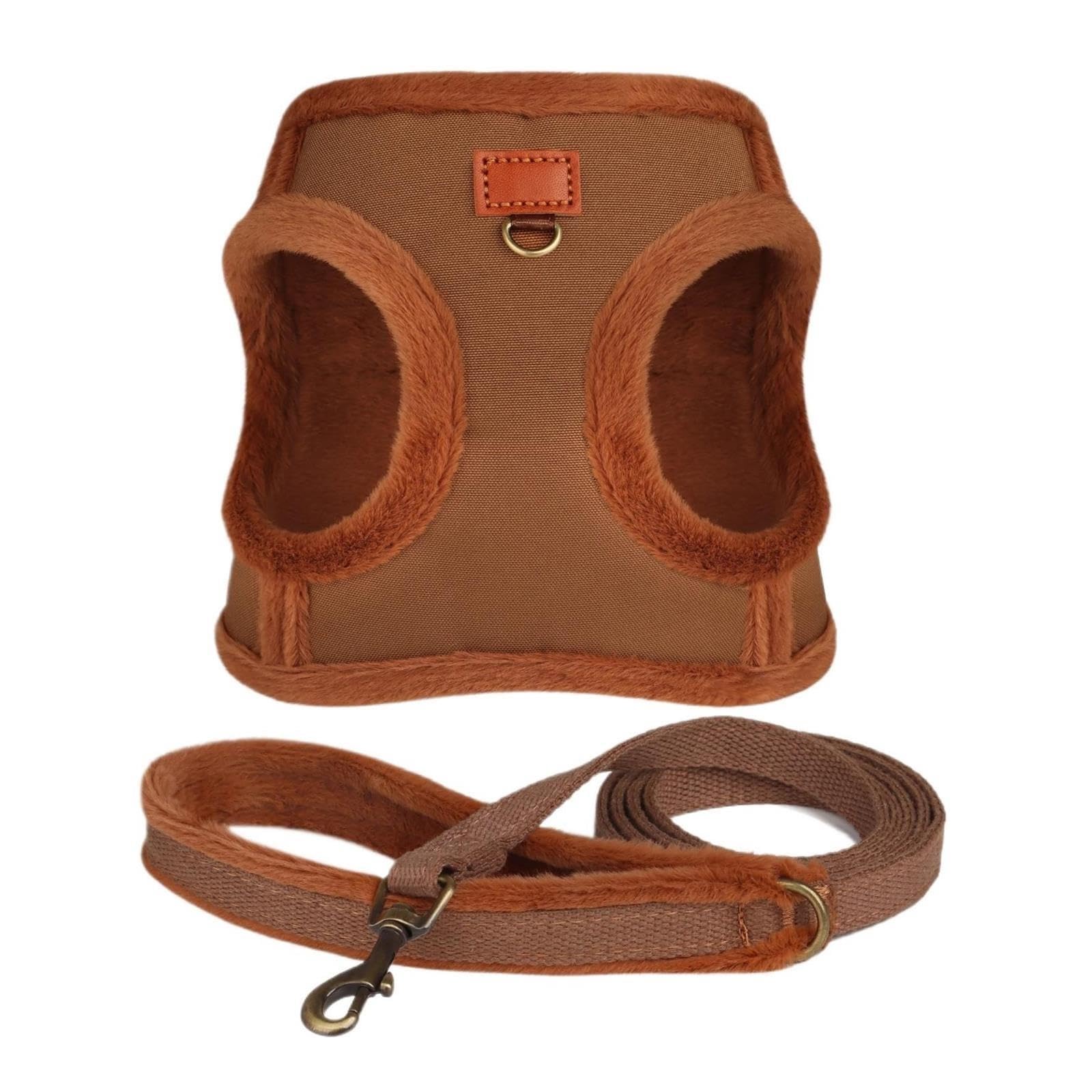 Kompatibel Mit 3-lagigem Warmem Hundegeschirr Weste Und Leine Kleine Hunde(Brown,XS)