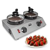ALDKitchen Professional Chocolate Melting Pot – Dual 1.2L Stainless Steel Tanks, Manual Temperature Control, 110V, Ideal for Candy Making, Baking, and Dessert Decoration (4.5 lb (2.4 kg))