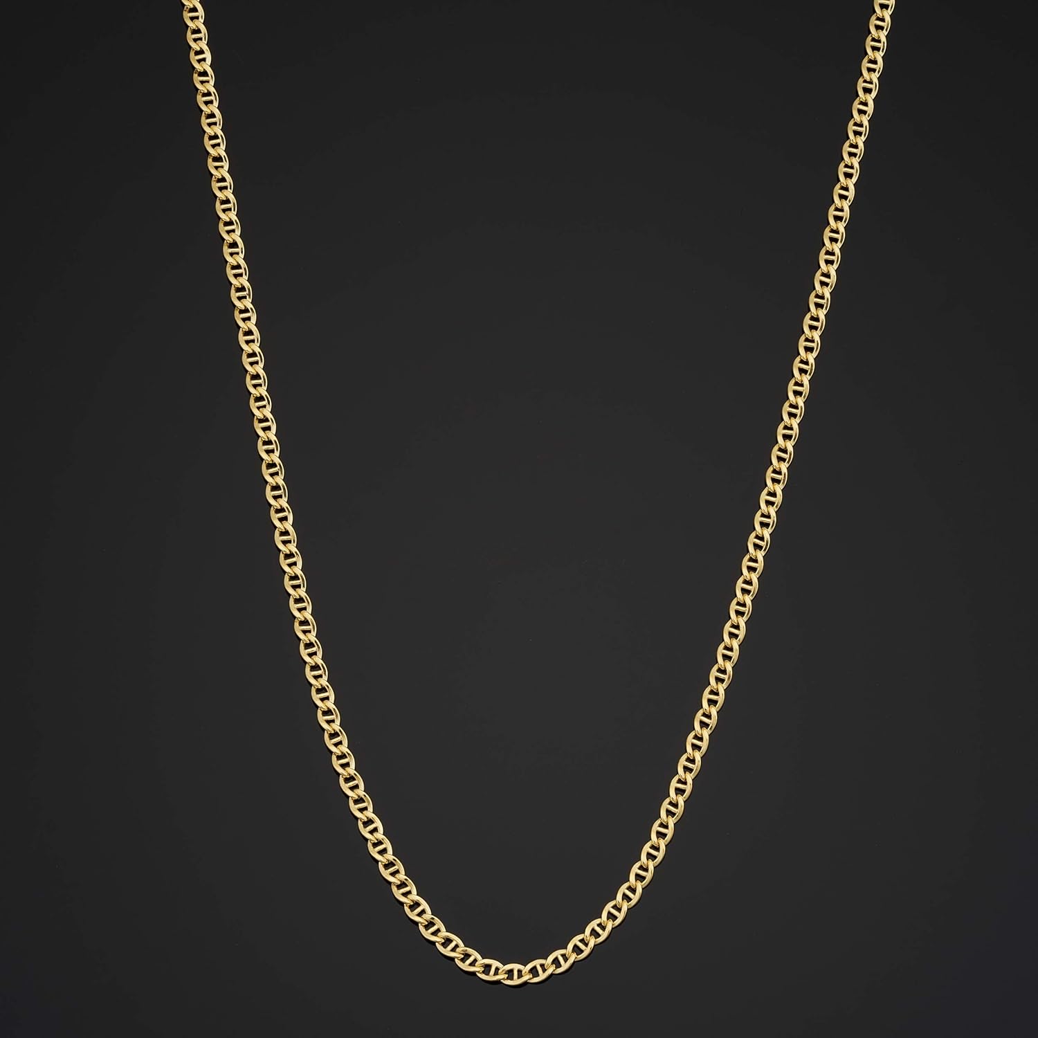 Solid 14k Yellow Gold Filled 2.55 mm Mariner Link Chain Necklace for Men and Women (16-36 inch) - Image 3