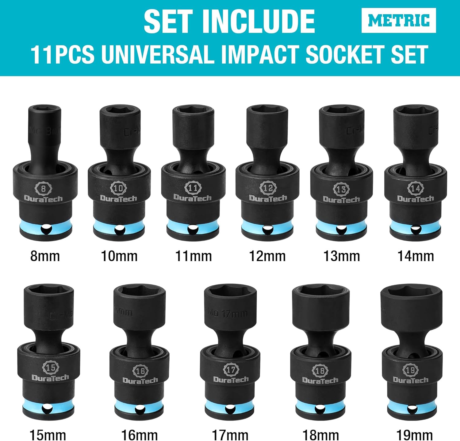 DURATECH 11 Pieces 3/8" Drive Swivel Socket Set & DURATECH 16 Pieces 3/8" Drive Swivel Socket Set