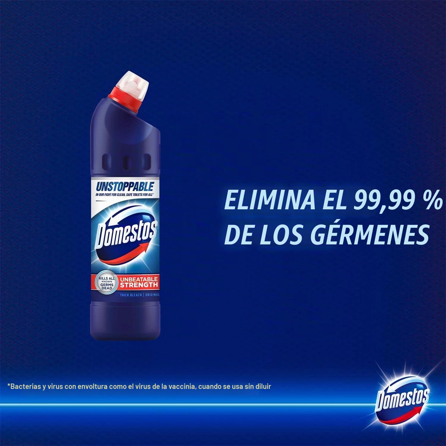Lejía Domestos original azul de 750 ml, caja de 9 unidades