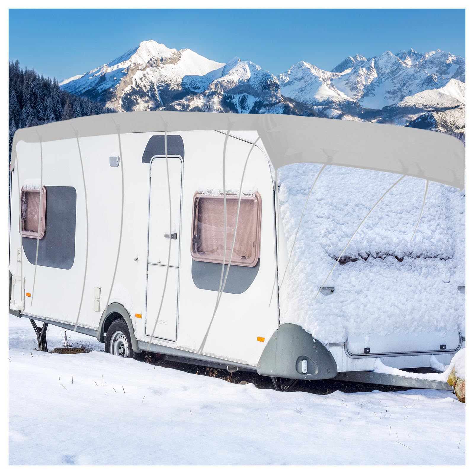 RRRYYYZZ HFKJway Class C Rv Cover 210D Oxford Cloth Trailer Cover Wind, Rain and Snow Proof Class A Rv Cover Class C Rv Cover,Grey-11m×3m