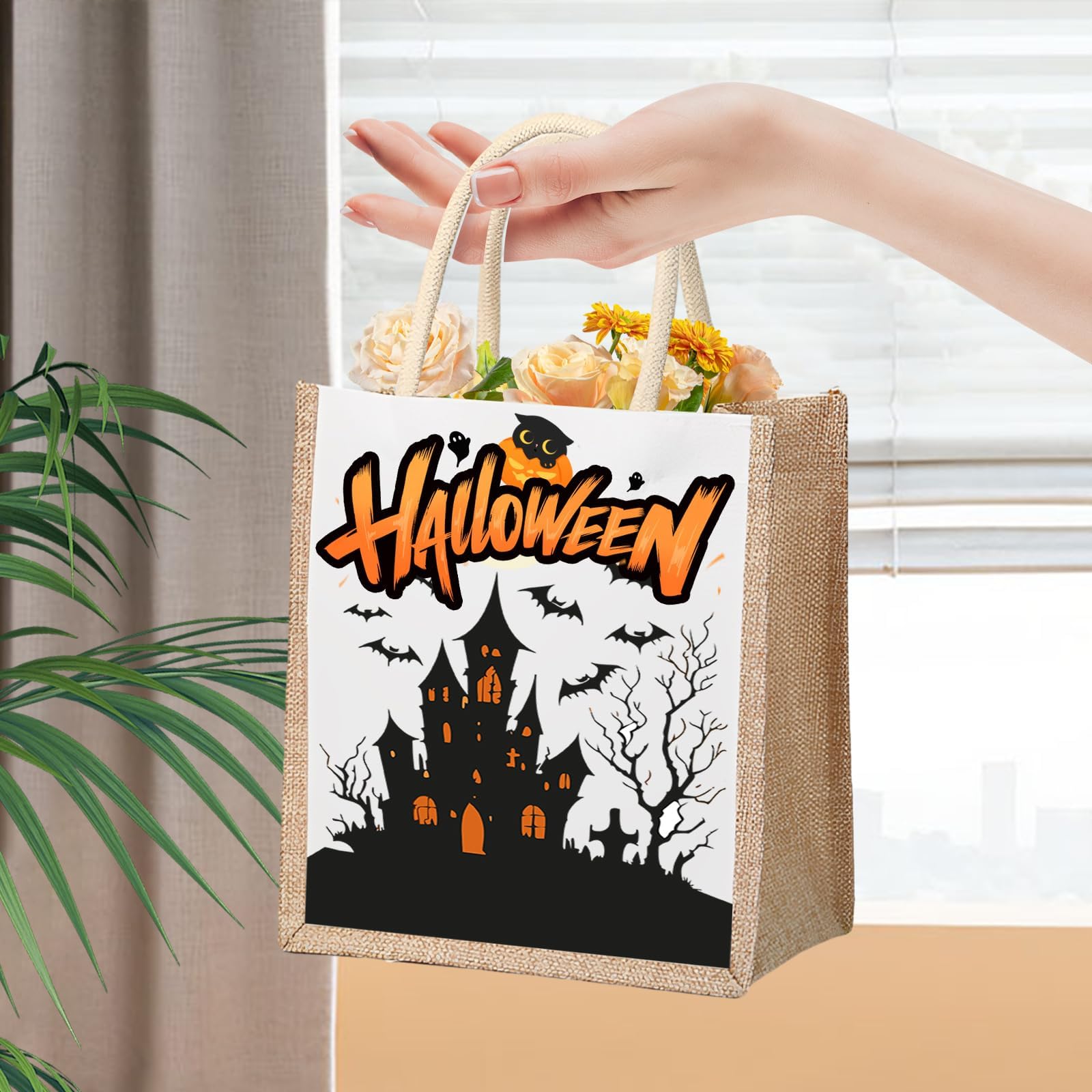 YAYODS Borsa shopper in iuta – 26 x 14 x 27 cm – Borsa regalo per pensionati – Borsa regalo riutilizzabile in iuta con manici per fai da te, matrimonio