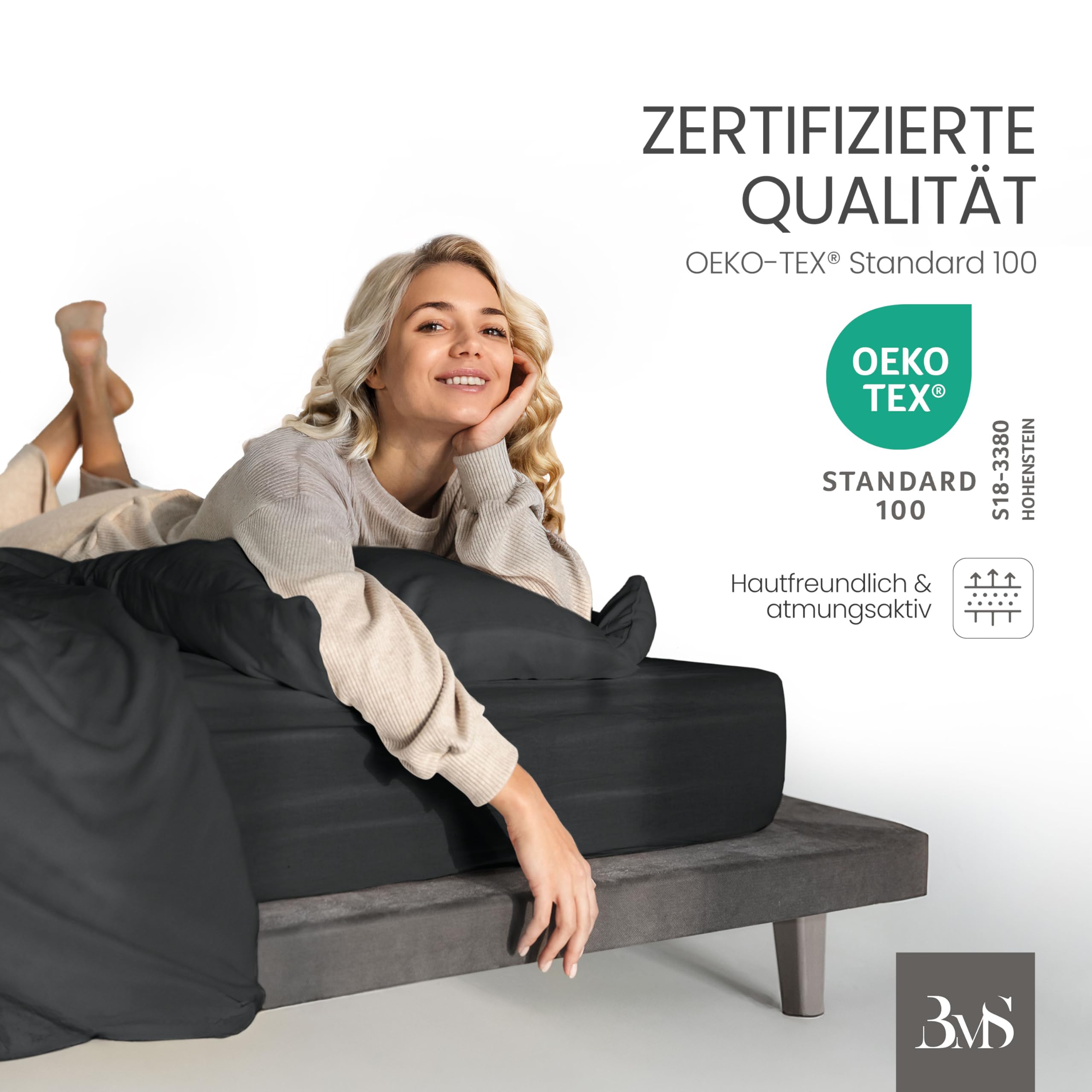 Bettwaesche-mit-Stil Familienbett Spannbettlaken Jersey Spannlaken Spannbetttuch (270x200-280x200 cm, Matratzenhöhe bis 35cm, Anthrazit) Gewicht: 180g/m², 90% Baumwolle 10% Elasthan
