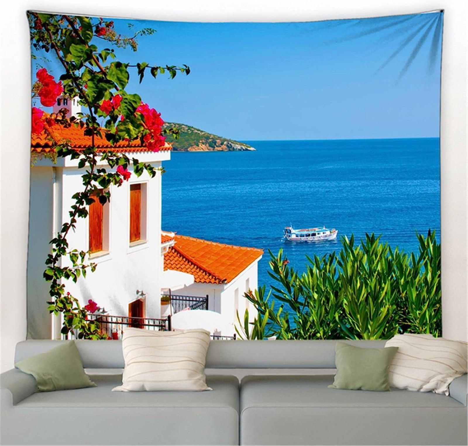 Sxakswol Arazzo Da Parete Balena Blu 150x130 Cm – Stampa 3D, Tessuto Morbido, Per Soggiorno E Camera Da Letto, Con Chiodi E Clip