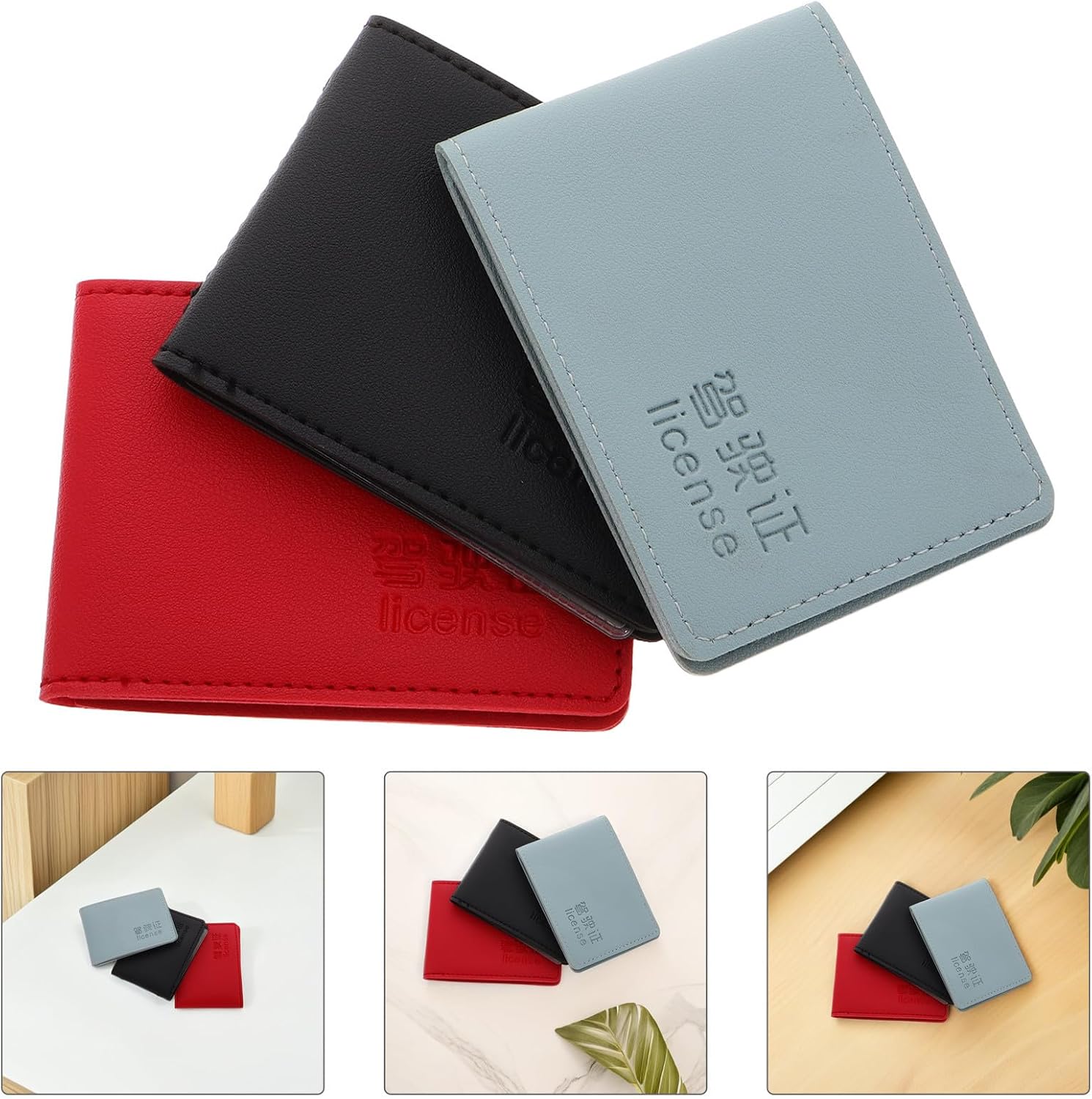 3pcs Driver License Holder and Car Registration Protector Pu Faux Leather Document Organizer with Water-resistant Design Stylish Interior Car Accessories for Travel and Vehicle Use