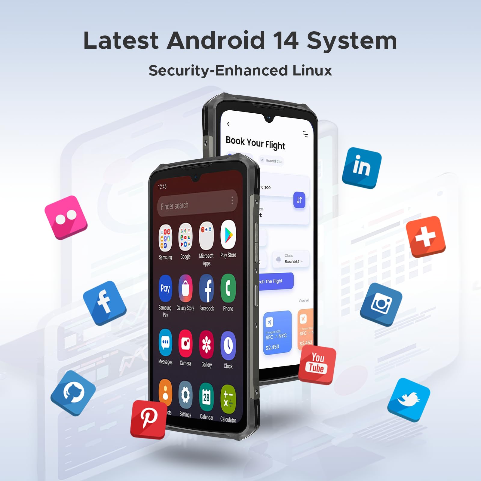 DOOGEE S119 (2025) Rugged Phone Unlocked,24GB+512GB/TF 2TB Android 14 Rugged Smartphone with 1.32" Rear Screen,10200mAh Battery/33W,6.72" FHD+,100MP+20MP Night Vision,NFC/Dual Unlock/3 Card Slot/OTG