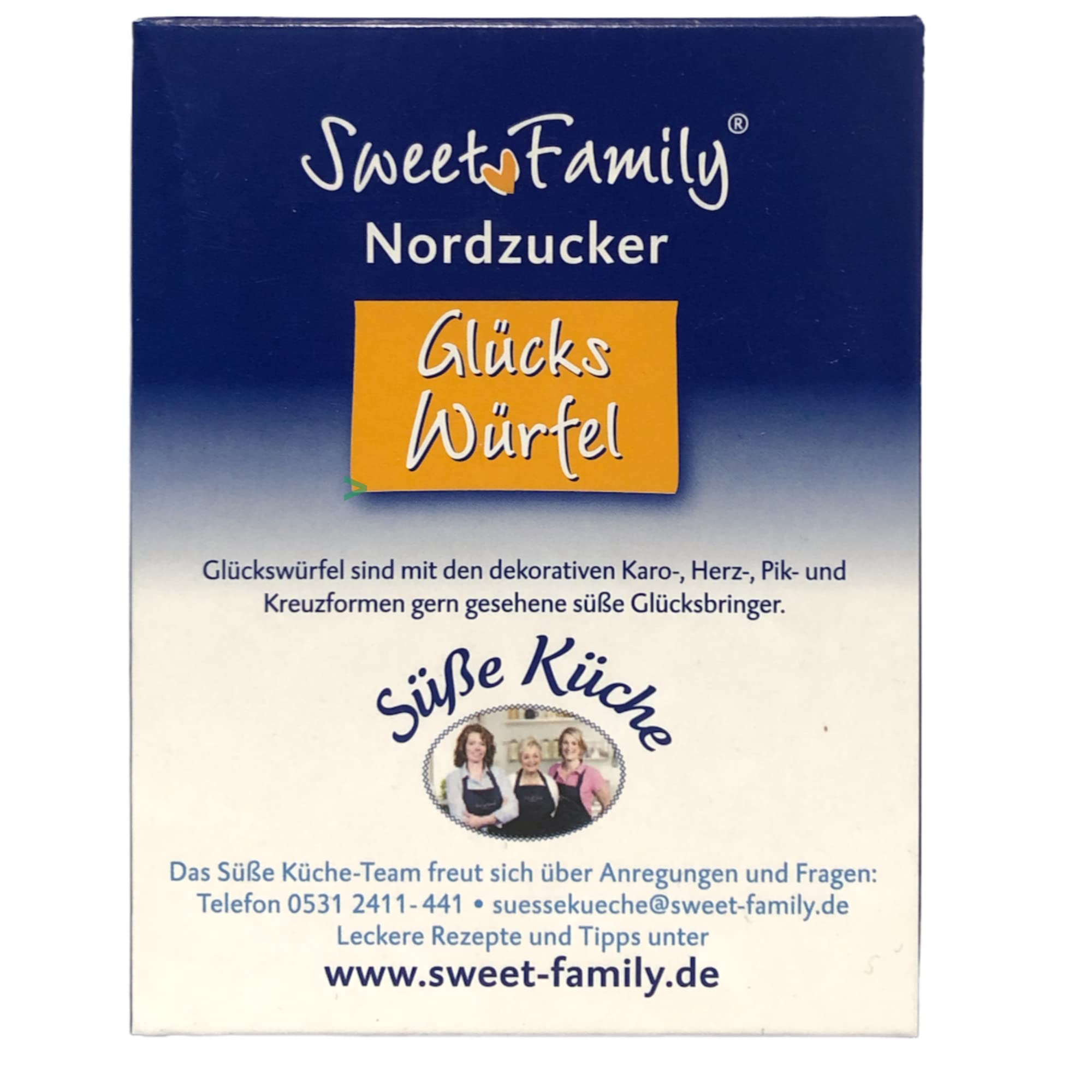 Nordzucker Sweet Family Glücks-Würfel Würfelzucker in dekorativen Formen (500g) + usy Block