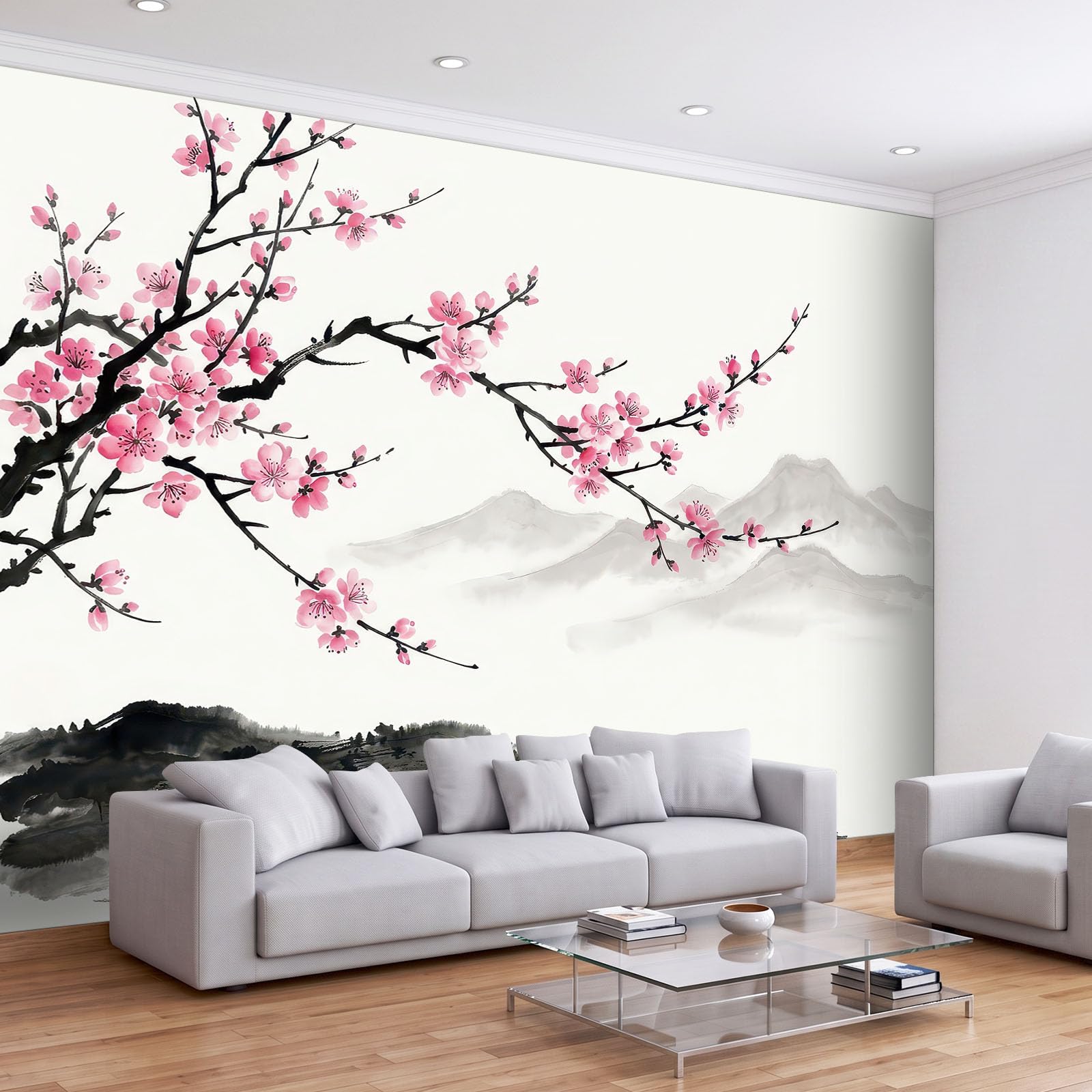 Tradycyjne rośliny, kwiaty, góry, fototapeta, fototapeta, 500 x 280 cm, flizelina, fototapeta, salon, sypialnia, pokój dziecięcy, telewizor, sofa, tło rodzinne, dekoracja ścienna, beżowa