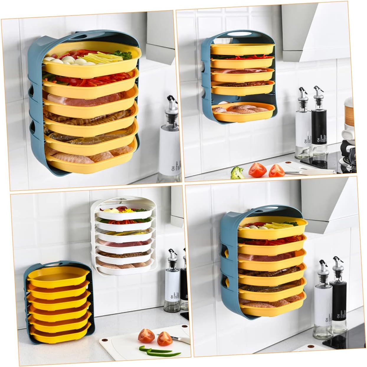 1 Set Multi Wall Mounted Vegetable Drain Dish Stackable Side Dishes Tray for Kitchen Organization Deep Design for Use for Salads Fruits and More