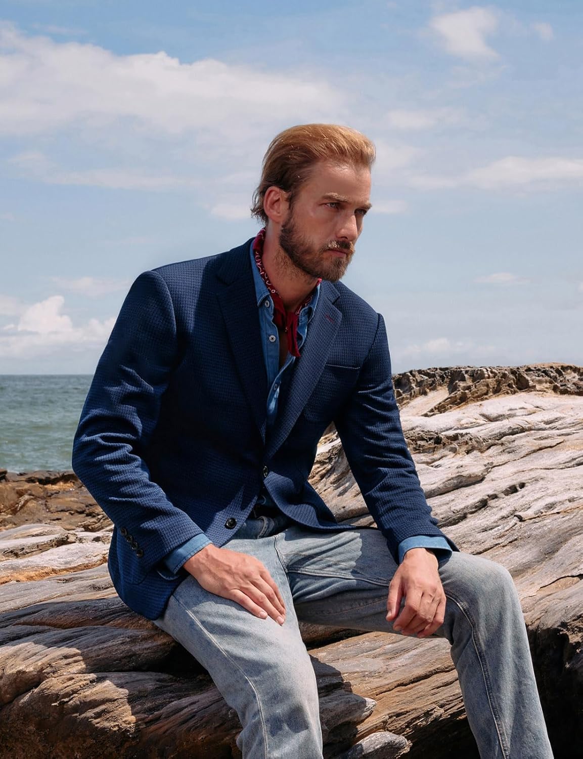 PJ PAUL JONES Mens Casual Sport Coat Blazer Two Buttons Lightweight Business Jackets - Image 2