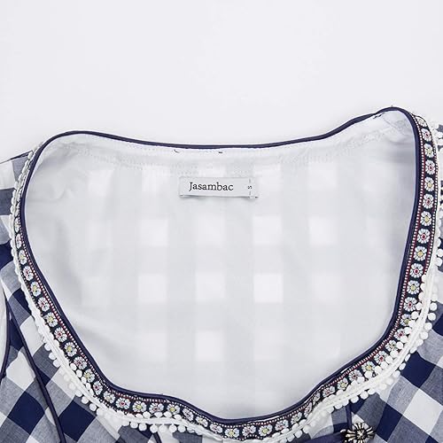 Miniatura 3 de JASAMBAC - Disfraz de Dirndl alemán para mujer, 3 piezas para Oktoberfest Carnaval