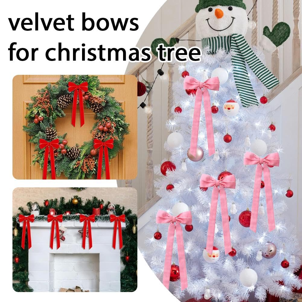 Nœuds En Velours Rouge Pour Couronne De Noël - 3 Tailles (L) Décoration Festive Élégante Pour Sapin Et Maison