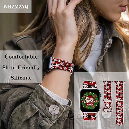 Correa de reloj de Navidad compatible con Apple Watch de 1.496 in 1.575 in 1.614 in 1.654 in 1.732 in 1.772 in 1.929 in, correa de silicona para