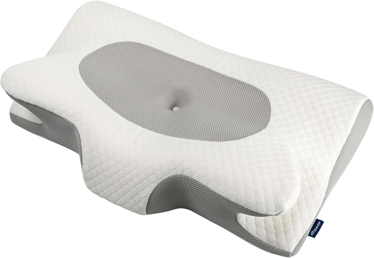 Cervical Neck Pillow for Sleeping, Memory Foam Pillow with 2 Different Side, Ergonomic Pillow for Side, Back, Stomach Sleepers with Breathable Pillowcase, Grey