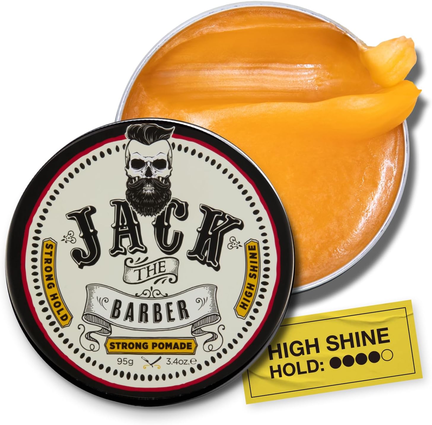 Jack The Barber Pomade, Firm All-Day Hold, High Shine for Classic Styling, Easy to Wash Out, Vegan and Mineral Oil-Free, For All Hair Types