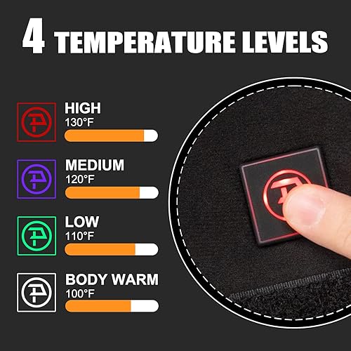 Miniatura 3 de PTAHDUS Bolsa calentada para calentar las manos con batería recargable de 7.4 V, manguito de mano portátil con 4 áreas de calefacción y 4 modos de