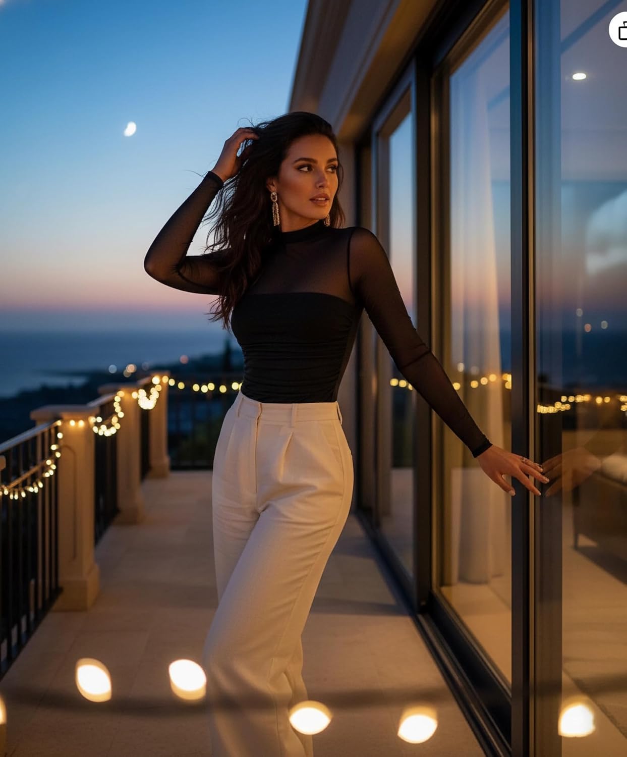 Women's Sexy Bodysuit for Outfits: Mock Turtle Neck Long Sleeve Body Suit - Mesh Sheer Ruched Going Out Bodysuits - Image 6