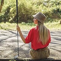 Vista 5 de PFFY Bucket Hat for Women Men Cotton Summer Sun Beach Fishing Cap Negro/Rojo (reversible)