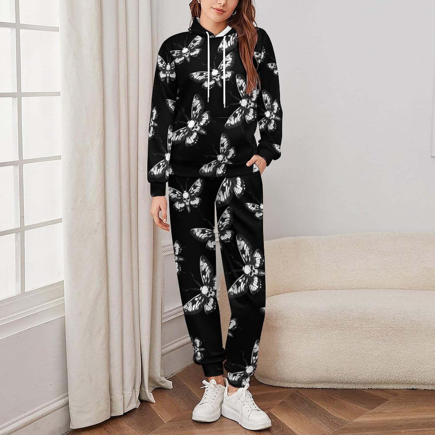 Death's Head Moth Adult 2 Piece Tracksuits Hoodie Sweatshirt And Joggers Sweatpants Sweat Suit Outfits