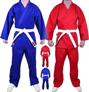 MAR | Red Karate Gi with FREE belt, Stylish Traditional Student Uniform, Martial Arts Suit for Men & Women, Karate Suit for Adults & Kids, 8oz Fabric Suit