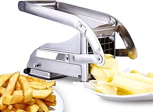 ICO Stainless Steel 2-Blade French Fry Potato Cutter, No-Slip Suction Base, Air Fryer Accessory