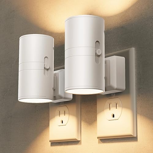 Miniatura 14 de Briignite Luces nocturnas enchufables a la pared, moderna luz nocturna LED enchufable, sensor de atardecer a amanecer, blanco suave 3000K, brillo