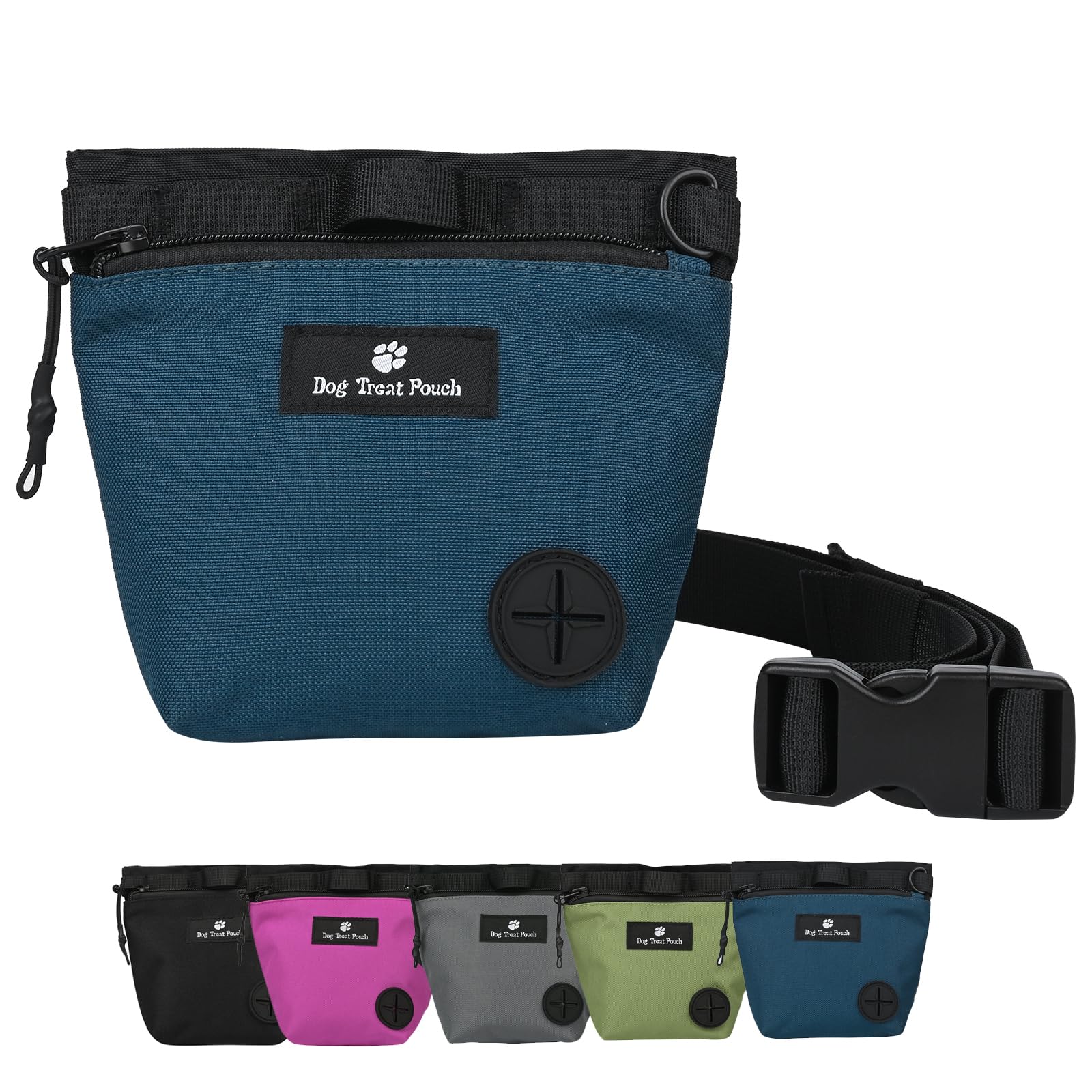 FLYING TAIL Dog Training Pouch with Magnetic Snap Closure, Waist Pack for Outdoor Pet Training, With Trash Bag Holder (Blue)