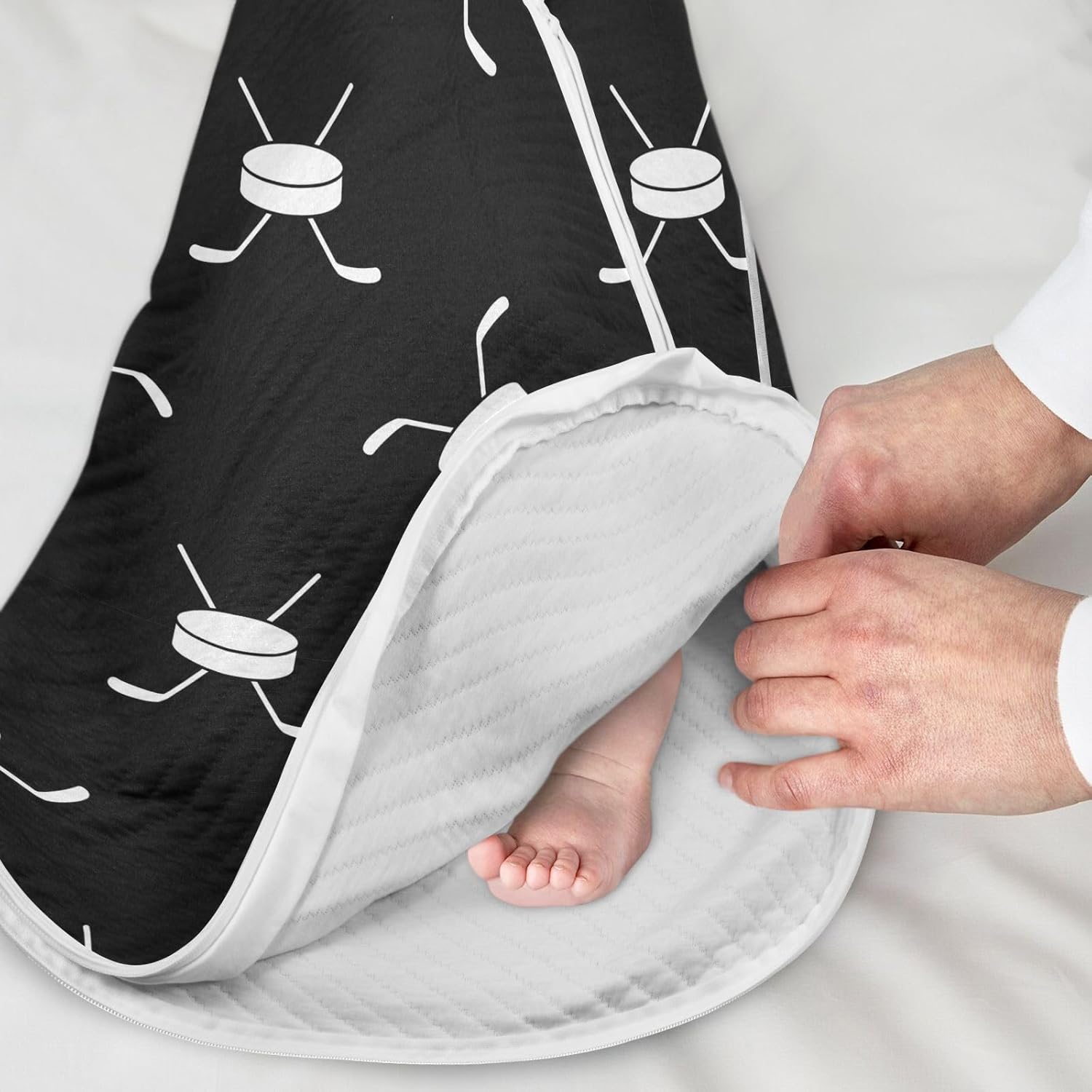 vvfelixl Hockey Stick and Puck Baby Sleeping Bag Sleep Sack,Baby Wearable Blanket Sleep Suit for 0-6 Months