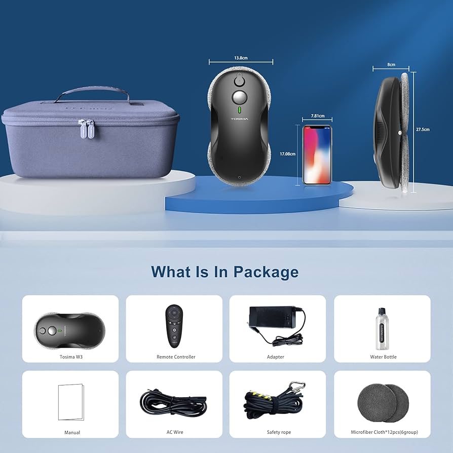 Amazon | Tosima(トシマ) W2 W3 窓拭きロボット 強力吸引 自動 窓掃除